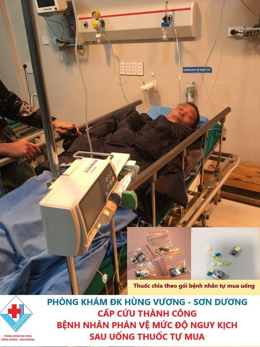 Phòng khám đa khoa Hùng Vương - Sơn Dương cấp cứu thành công bệnh nhân sốc phản vệ mức độ nguy kịch sau khi uống thuốc tự mua